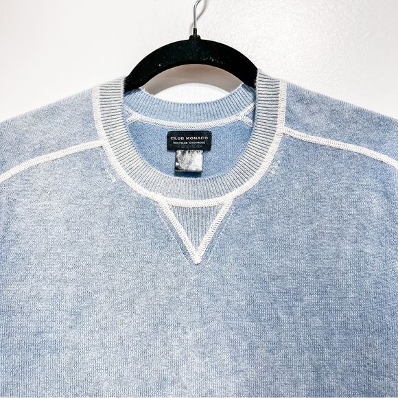 Club Monaco Mens Long Sleeve 100% Cashmere Pullover Sweater Sz S Heathered Blue - Picture 8 of 10
